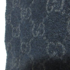 Gucci GG Pattern Cashmere Fringe Scarf Navy — view 4