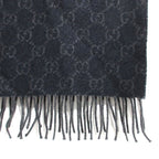 Gucci GG Pattern Cashmere Fringe Scarf Navy — view 6