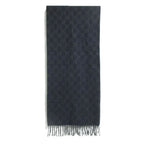 Gucci GG Pattern Cashmere Fringe Scarf Navy — view 2
