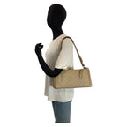 Gucci Beige Gold GG Canvas Leather Shoulder — view 7