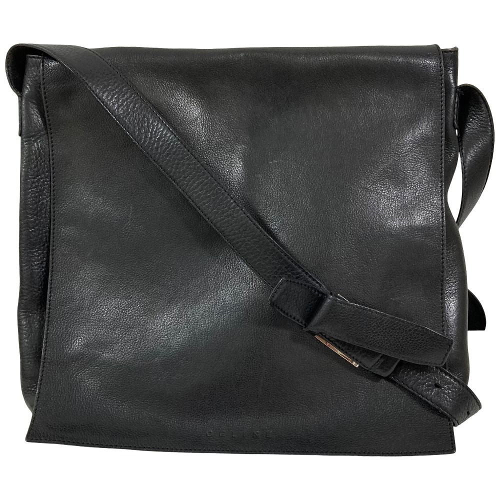 Celine Flap Leather Shoulder Bag Black