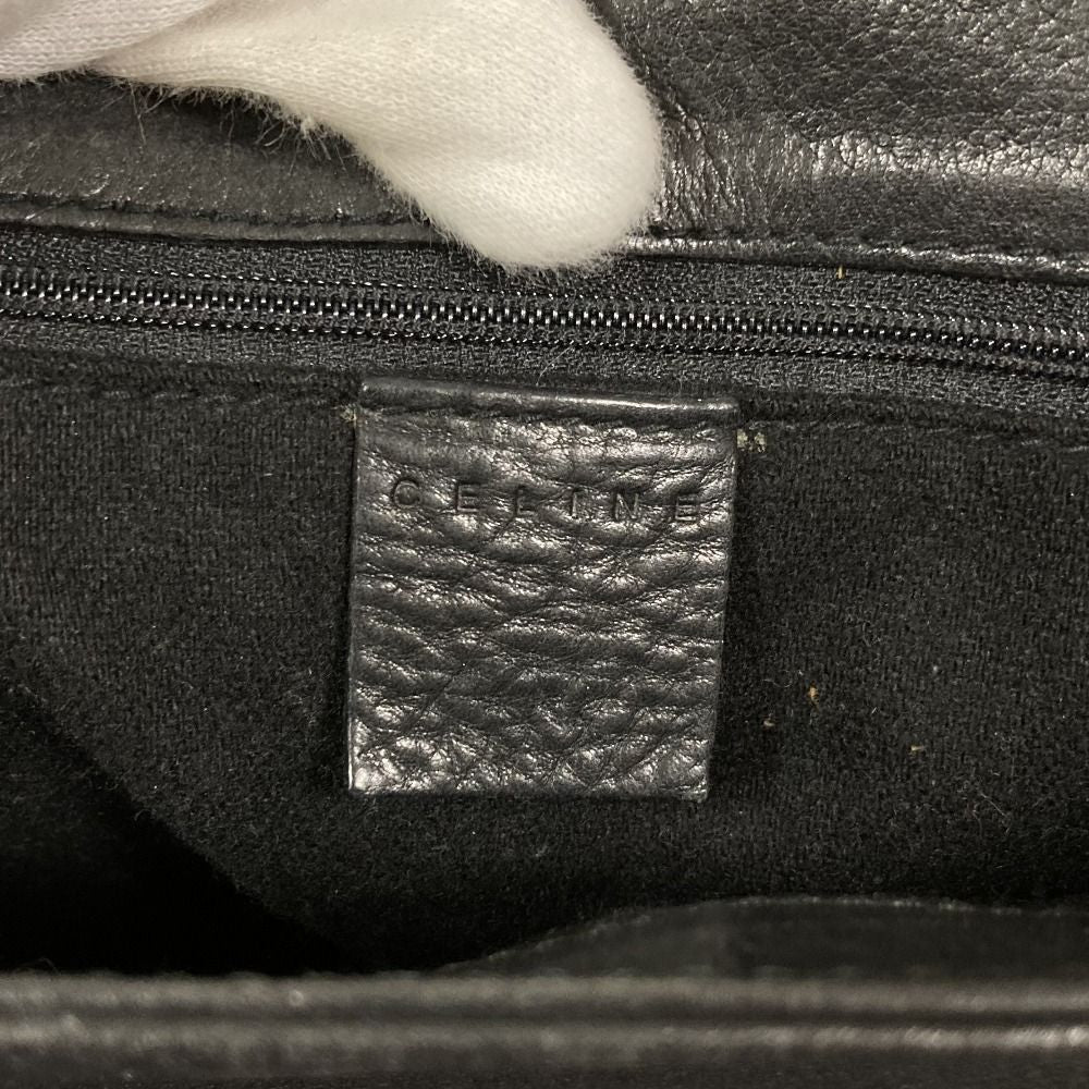 Celine Flap Leather Shoulder Bag Black — view 8