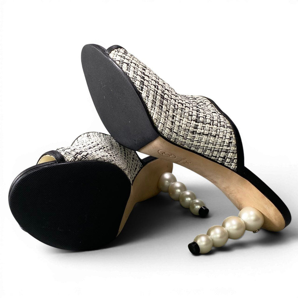 Chanel Tweed Pearl Sandal — view 6