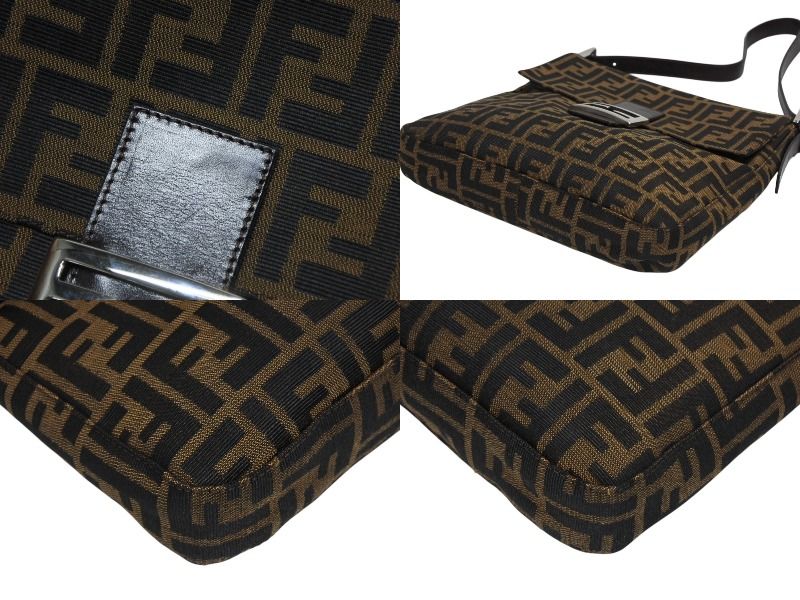 Fendi Mamma Baguette Bag Zucca Pattern Canvas Leather Brown Silver — view 8