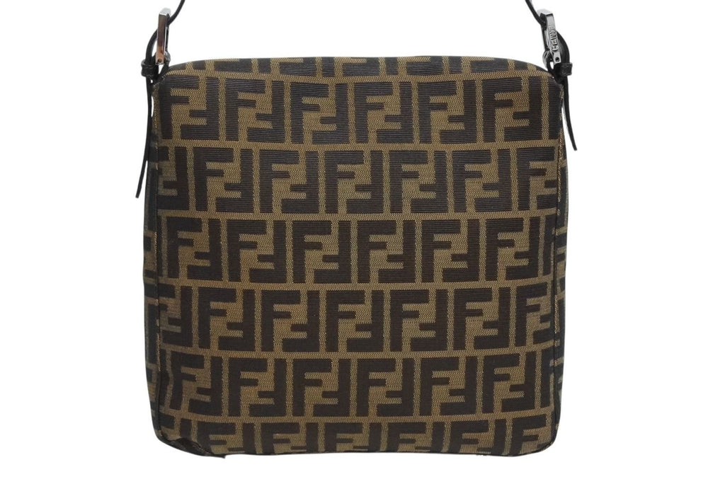 Fendi Mamma Baguette Bag Zucca Pattern Canvas Leather Brown Silver — view 3