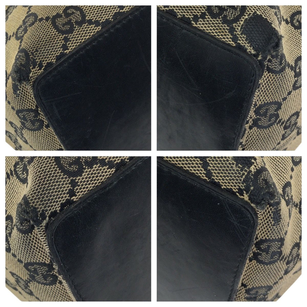 Gucci Beige Black Gold GG Canvas Leather 002 Tote Shoulder — view 3