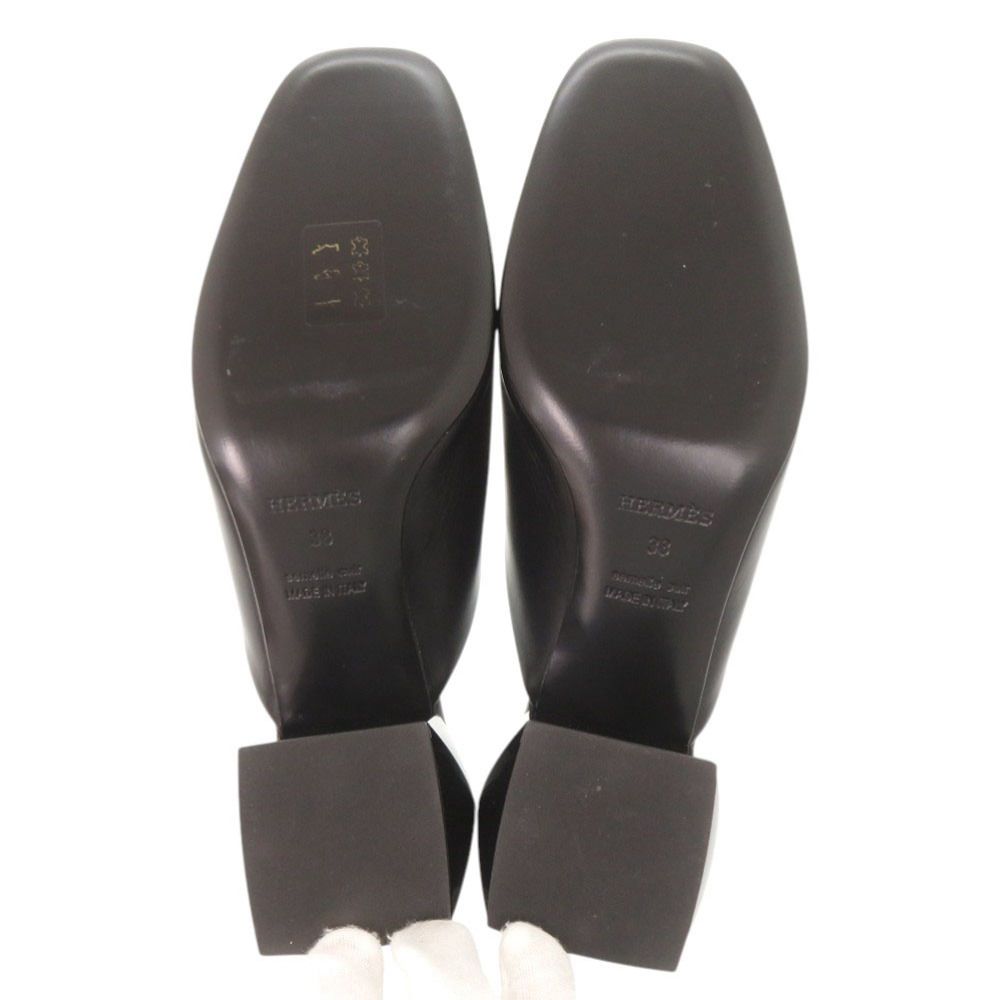 Hermes Christie 38 Leather Black Sandals — view 4