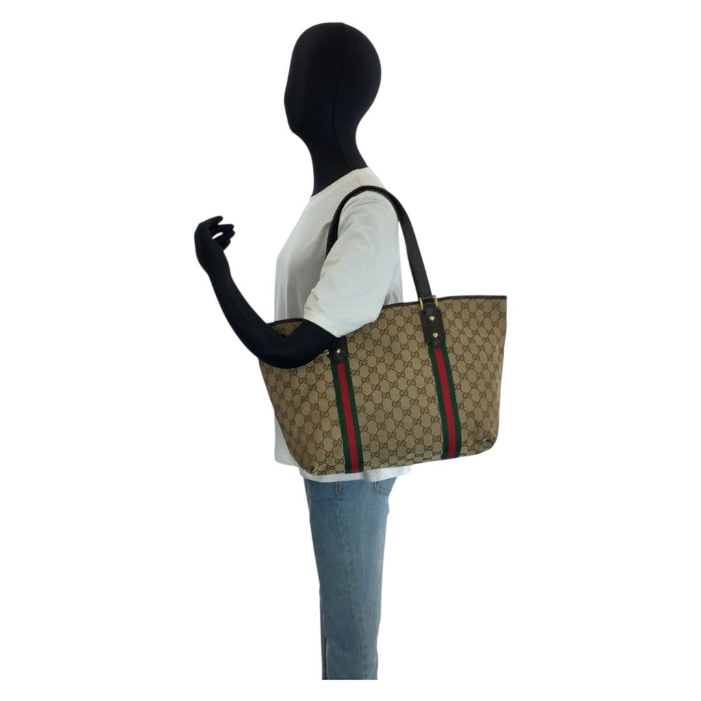 Gucci Sherry Line Beige Brown Gold GG Canvas Tote Shoulder — view 7