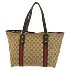 Gucci Sherry Line Beige Brown Gold GG Canvas Tote Shoulder — view 2