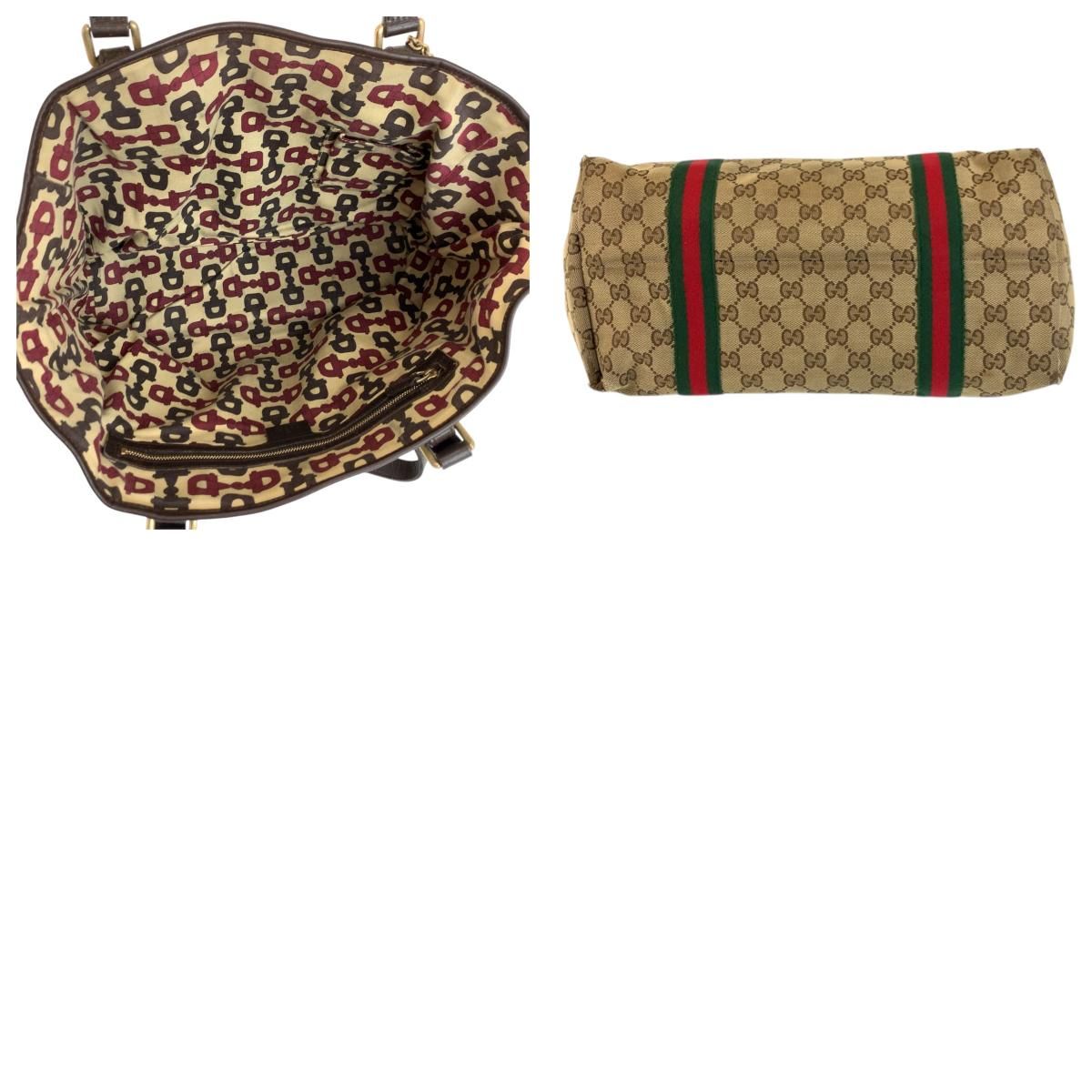 Gucci Sherry Line Beige Brown Gold GG Canvas Tote Shoulder — view 9