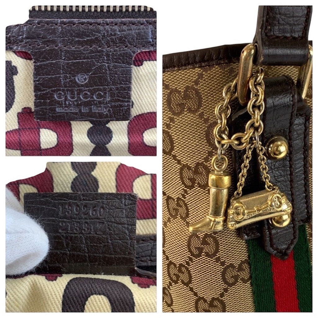 Gucci Sherry Line Beige Brown Gold GG Canvas Tote Shoulder — view 4