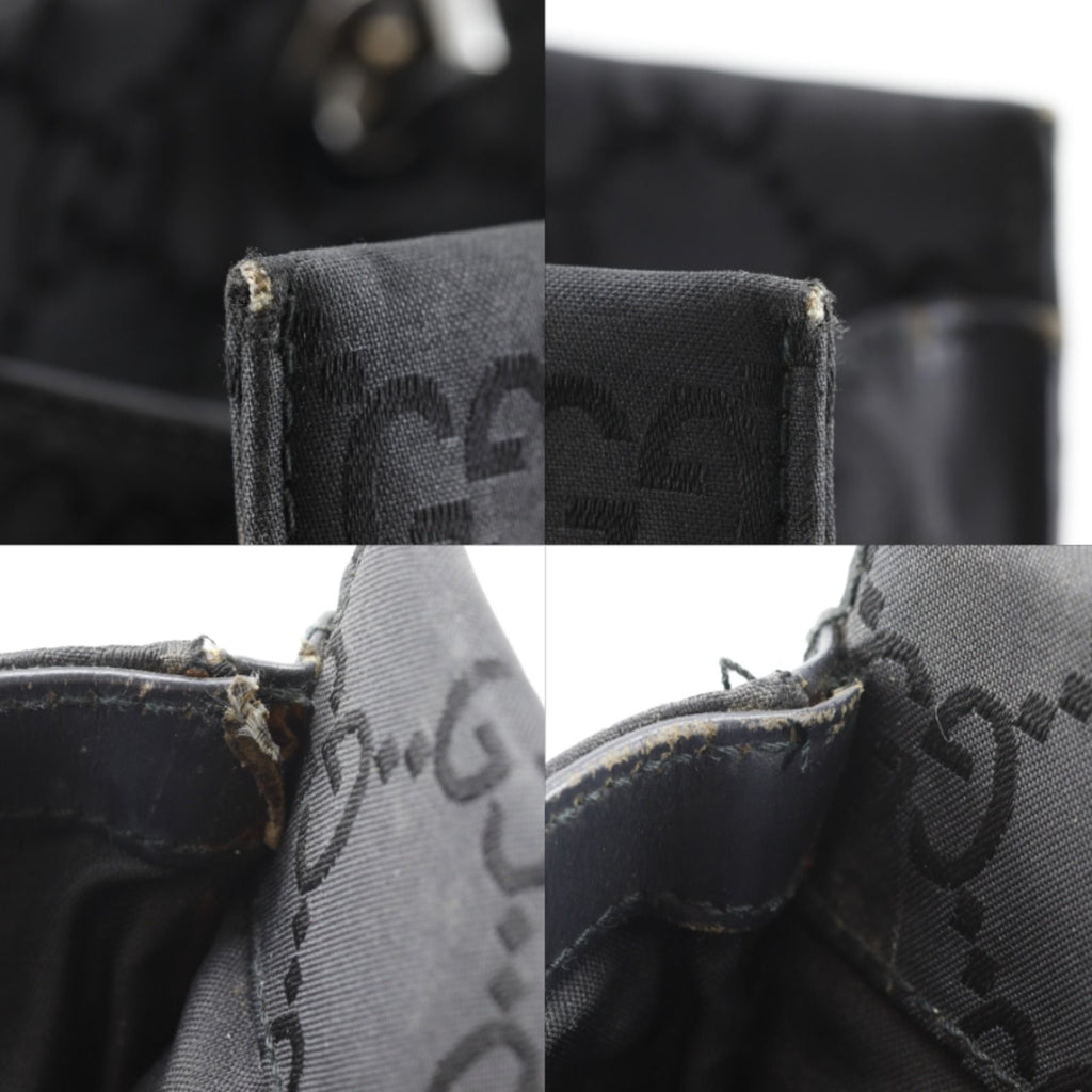 Gucci GG Tote Bamboo Nylon Canvas Black Handbag — view 8