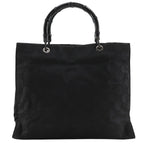 Gucci GG Tote Bamboo Nylon Canvas Black Handbag
