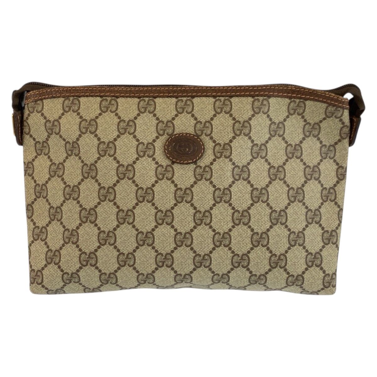 Gucci Vintage Beige Brown GG Supreme Canvas 156 01 045 Clutch Pouch