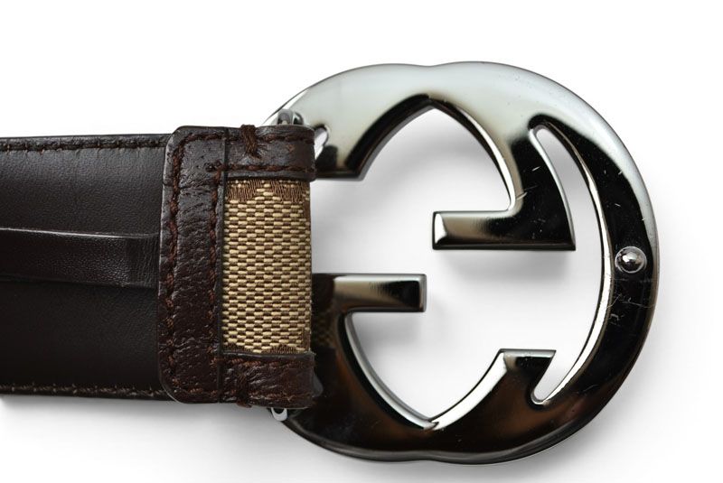 Gucci Belt GG Buckle Brown Beige 85 — view 4