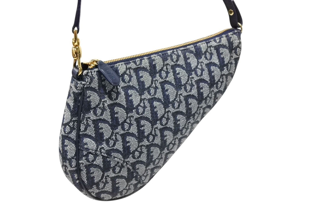 Dior Trotter Saddle Bag Pouch Navy — view 4
