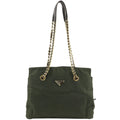 Prada Chain Tote Shoulder Nylon Khaki