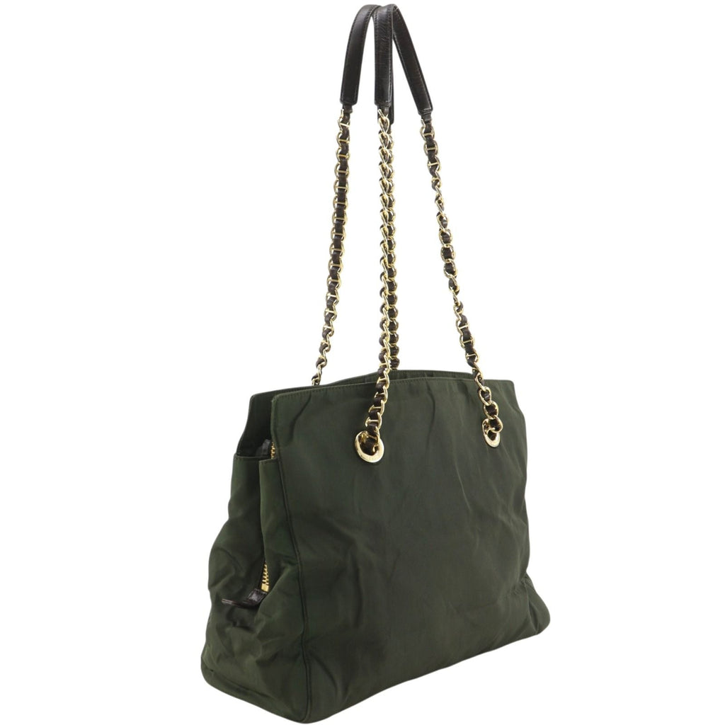 Prada Chain Tote Shoulder Nylon Khaki — view 3