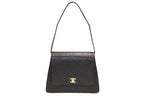 Chanel Wild Stitch Handbag Top Handle Lambskin Black Gold