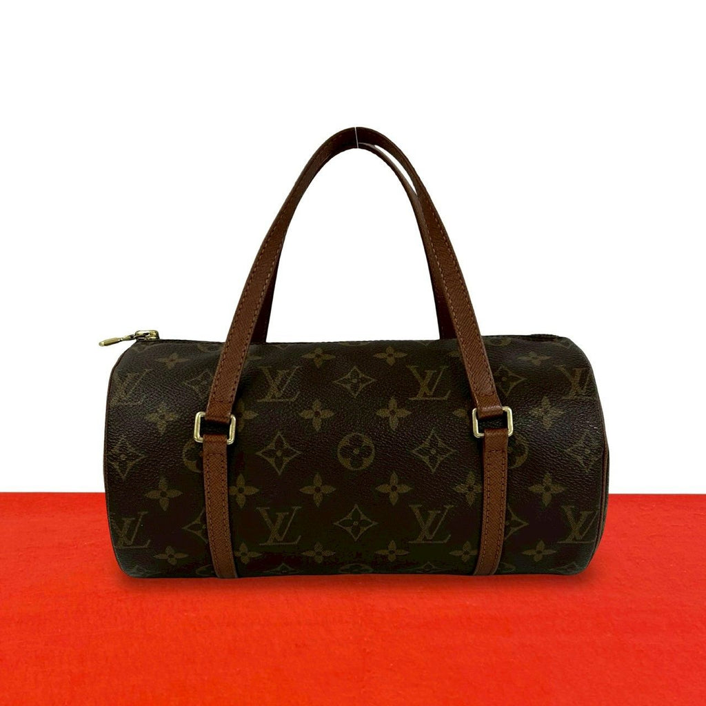 Louis Vuitton Vintage Papillon 25 Monogram Leather Mini Boston Bag Brown