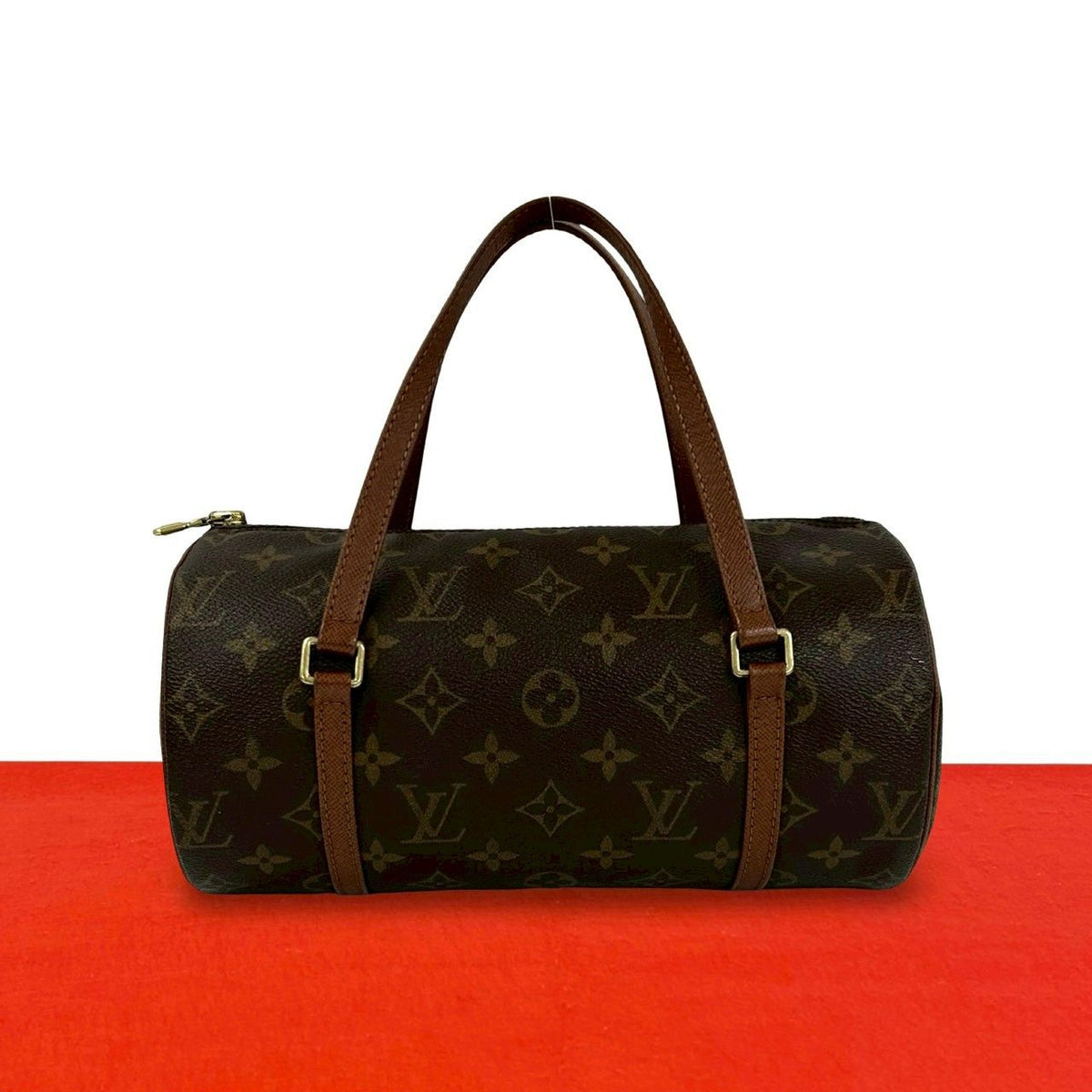 Louis Vuitton Vintage Papillon 25 Monogram Leather Mini Boston Bag Brown