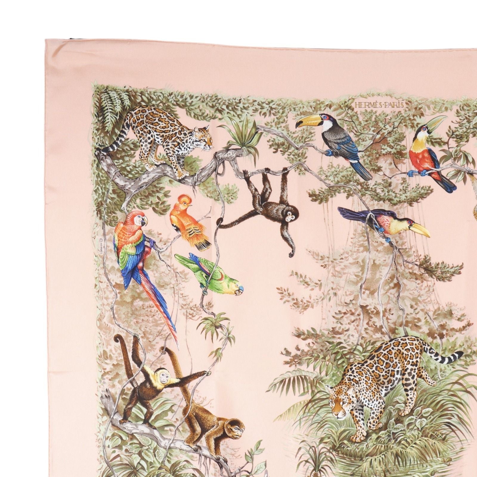 Hermes Carre 90 Equateur Red Directly Below the Road Silk Pink Scarf — view 2