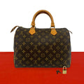 Louis Vuitton Vintage Speedy 30 Monogram Leather Mini Boston Bag Brown