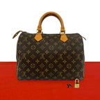 Louis Vuitton Vintage Speedy 30 Monogram Leather Mini Boston Bag Brown