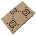 Gucci GG Jacquard Wool Silk Beige Scarf