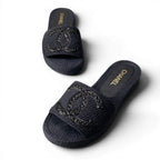 Chanel Cruise Line CC Logo Flat Sandals 39 Black — view 5
