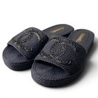 Chanel Cruise Line CC Logo Flat Sandals 39 Black — view 2