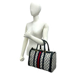 Gucci Vintage Sherry Line GG Logo Leather Mini Boston Bag Navy — view 2
