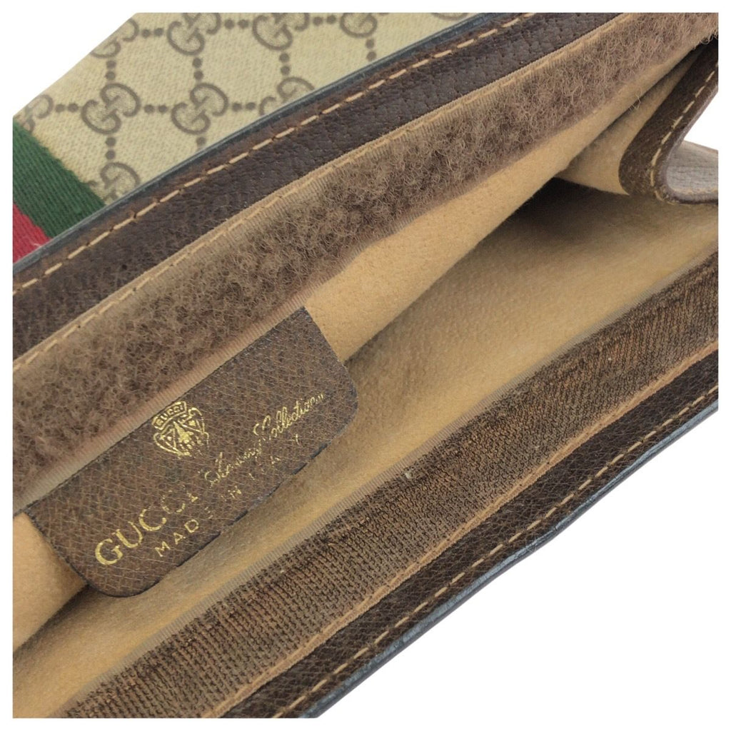 Gucci Vintage Sherry Line Beige Brown GG Supreme Canvas Clutch — view 5