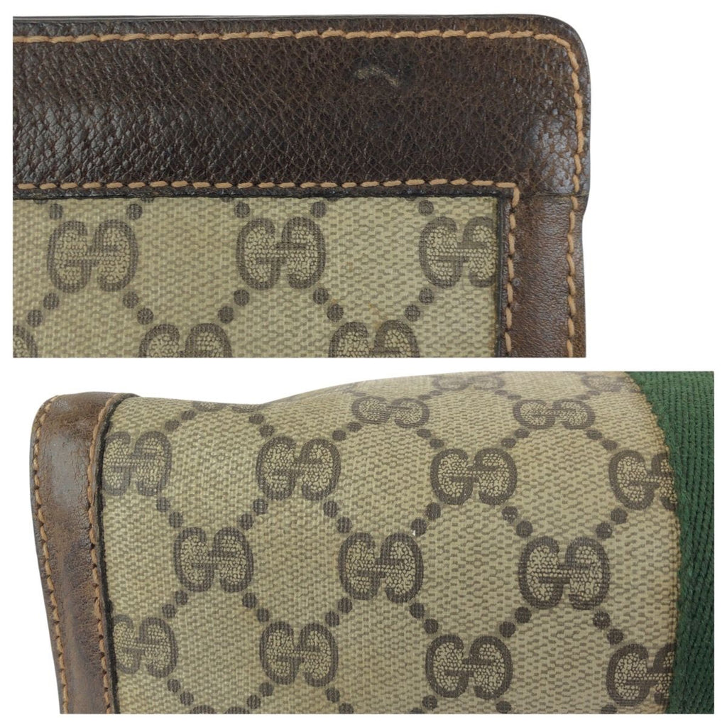 Gucci Vintage Sherry Line Beige Brown GG Supreme Canvas Clutch — view 6