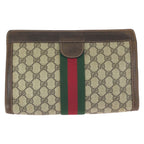 Gucci Vintage Sherry Line Beige Brown GG Supreme Canvas Clutch — view 2