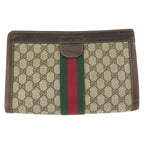 Gucci Vintage Sherry Line Beige Brown GG Supreme Canvas Clutch