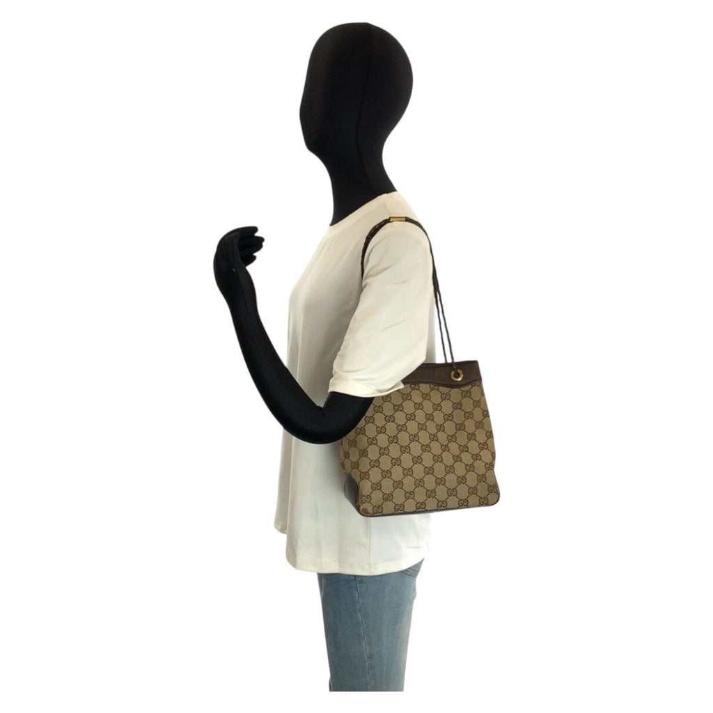 Gucci Brown Beige Gold GG Canvas Leather Shoulder — view 7