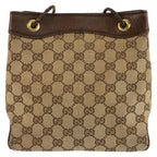 Gucci Brown Beige Gold GG Canvas Leather Shoulder — view 2