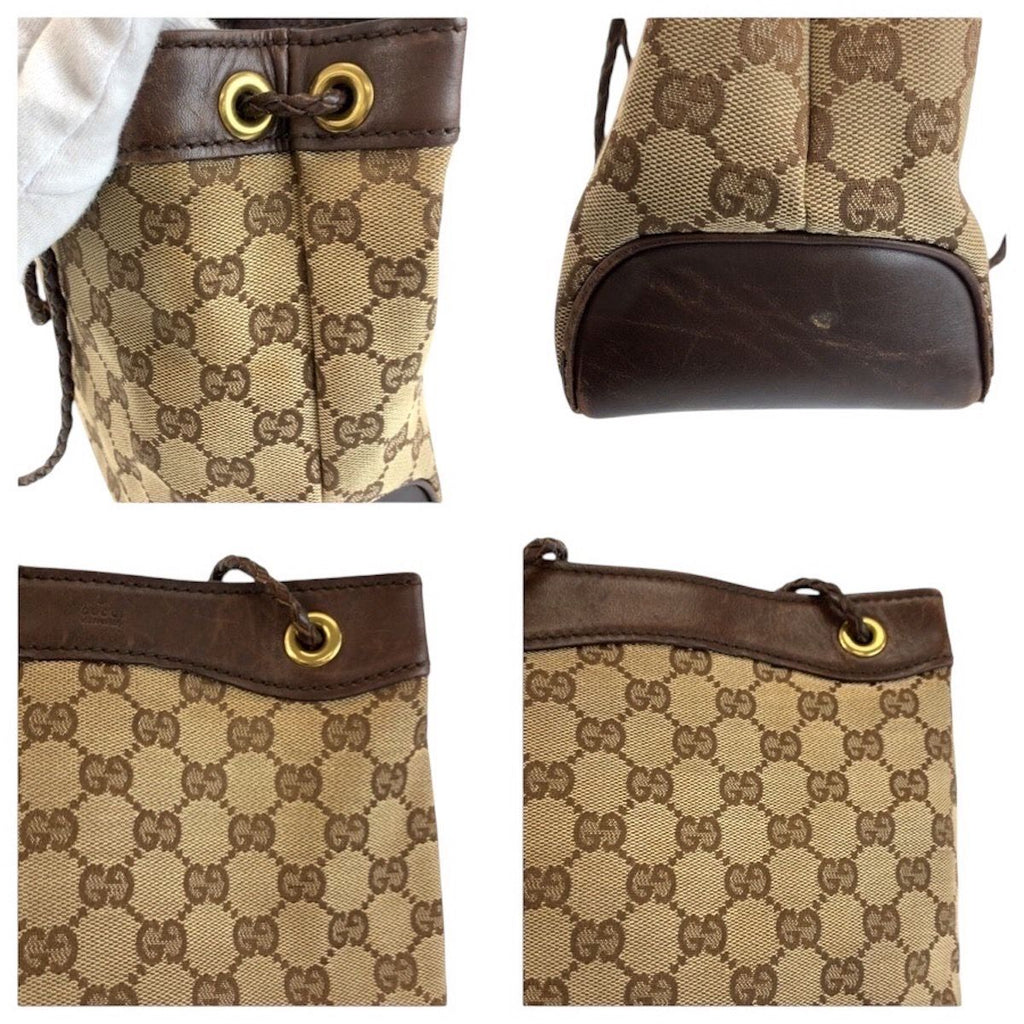 Gucci Brown Beige Gold GG Canvas Leather Shoulder — view 6