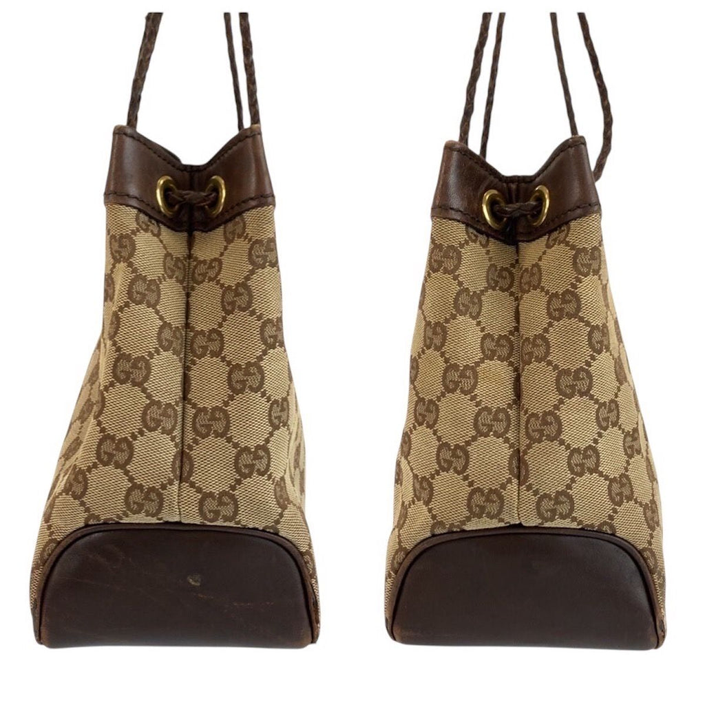 Gucci Brown Beige Gold GG Canvas Leather Shoulder — view 8