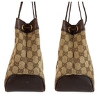 Gucci Brown Beige Gold GG Canvas Leather Shoulder — view 8