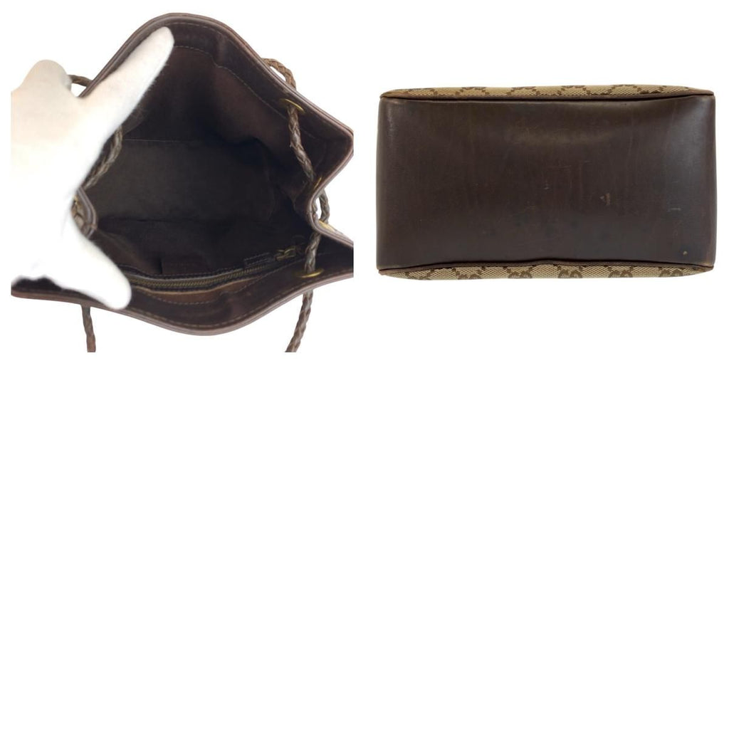 Gucci Brown Beige Gold GG Canvas Leather Shoulder — view 9
