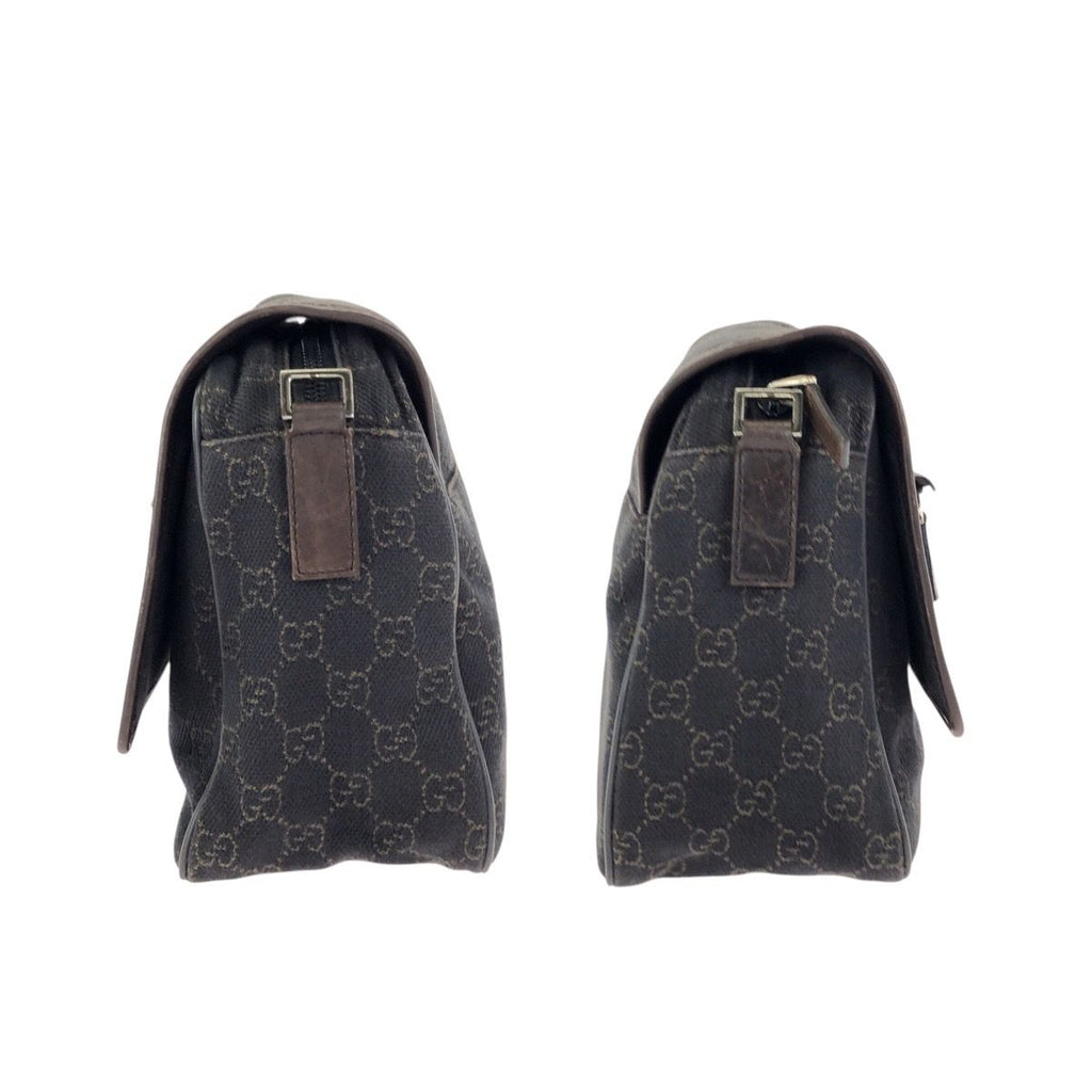 Gucci Dark Brown Silver GG Canvas Leather Shoulder — view 8