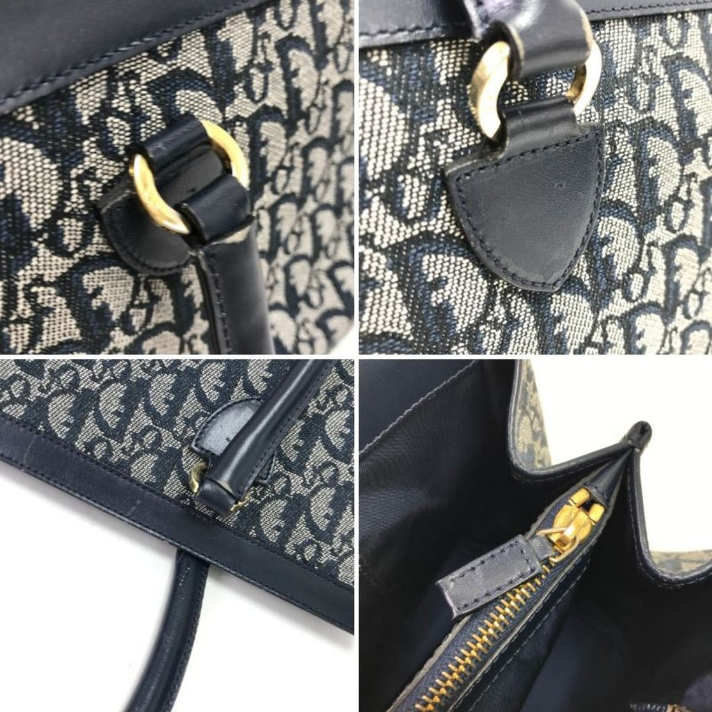 Dior Handbag Trotter Canvas Leather Vintage BO B Navy — view 6