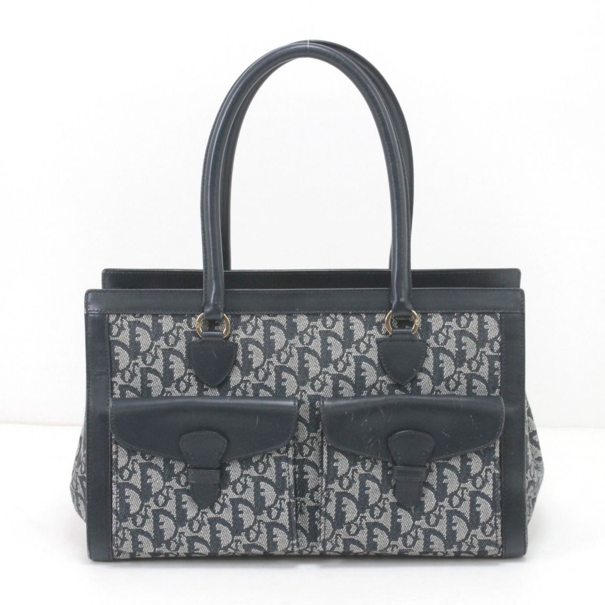 Dior Handbag Trotter Canvas Leather Vintage BO B Navy — view 2