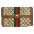 Gucci Vintage Sherry Line Beige GG Supreme Canvas 010 378 Clutch