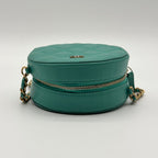 Chanel Shoulder Bag Round Quilted CC Logo Gold Lambskin Leather Green Chain — view 5