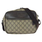 Gucci Beige Brown Silver GG Supreme Canvas Leather Shoulder