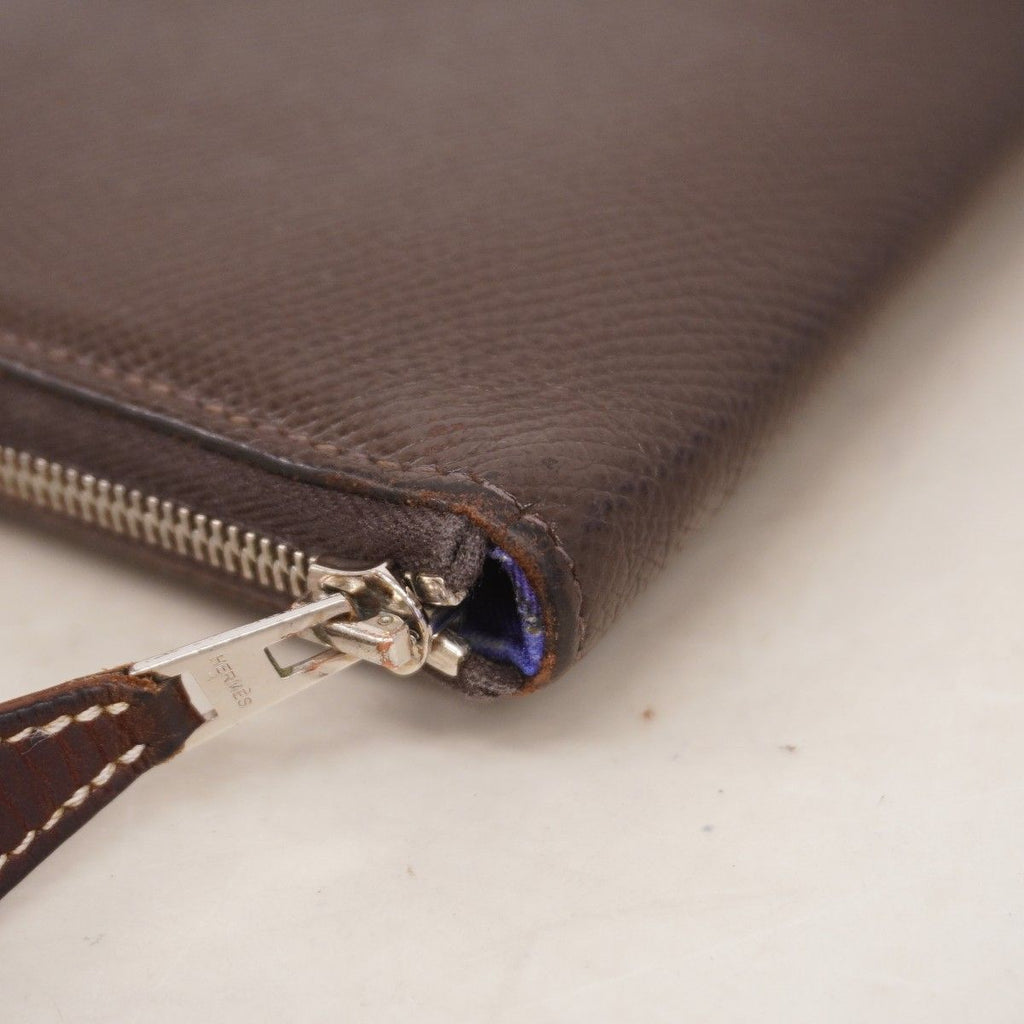 Hermes Wallet Azap Long Silk in Veau Ebene Silver — view 5