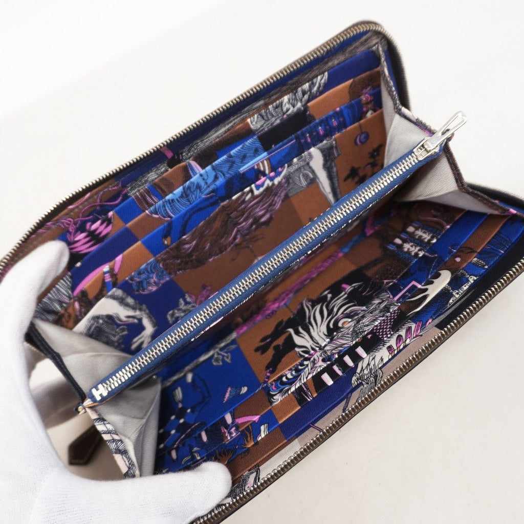 Hermes Wallet Azap Long Silk in Veau Ebene Silver — view 3